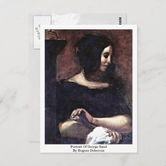 ジョージサンドのポートレートバイユージーンデラクロワ ポストカード (正面/裏面)