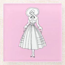 ジョージズバービエ1920年代ファッションイラストレーション ガラスコースター