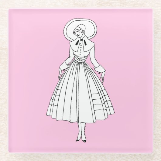ジョージズバービエ1920年代ファッションイラストレーション ガラスコースター (正面)