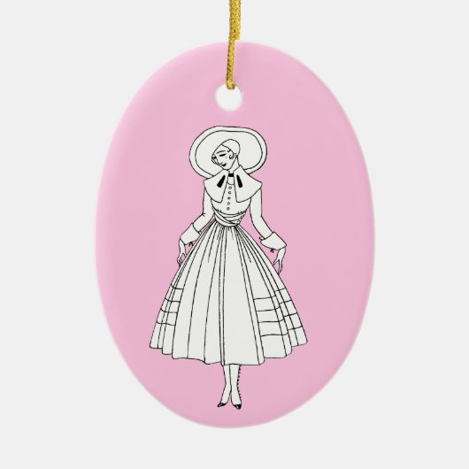 ジョージズバービエ1920年代ファッションイラストレーション セラミックオーナメント (正面)