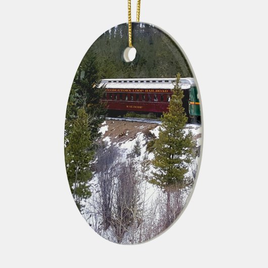 ジョージタウンのループ鉄道の冬の乗車を取って下さい セラミックオーナメント (左)