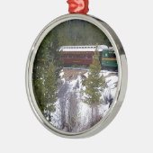 ジョージタウンのループ鉄道の冬の乗車を取って下さい メタルオーナメント (左)