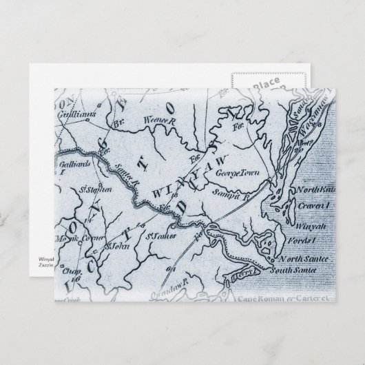 ジョージタウンウィンヤサウスカロライナの地図ポストカード ポストカード (正面/裏面)