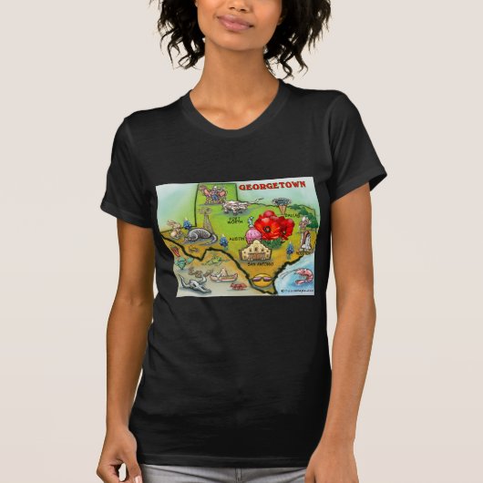 ジョージタウンテキサス州マンガの地図 Tシャツ (正面)