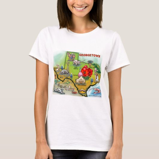 ジョージタウンテキサス州マンガの地図 Tシャツ (正面)