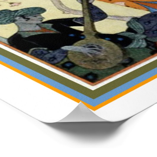 ジョージバービアアールデコ「鹿と女の子」プリント ポスター (角)