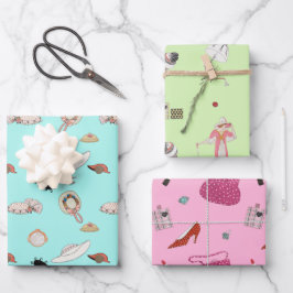 ジョージバービアヴィンテージファッションイラスト ラッピングペーパーシート