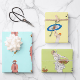 ジョージバービアヴィンテージファッションイラスト ラッピングペーパーシート