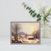 ジョージヘンリーデュリーレッドスクールハウスウィンター ポストカード (スタンド正面)