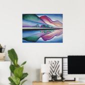 ジョージレイクリフレクションバイジョージアオキーフェ ポスター (ホームオフィス)