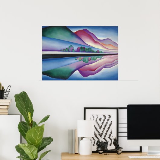 ジョージレイクリフレクションバイジョージアオキーフェ ポスター (ホームオフィス)