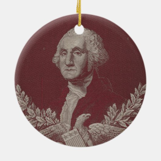 ジョージワシントンイーグルスターストライプズUSAポートレート セラミックオーナメント (裏面)