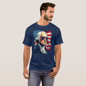 ジョージワシントンサングラスアメリカ国旗Tシャツ Tシャツ (正面フル)