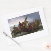 ジョージワシントン州デラウェア川を渡る 長方形シール (封筒)