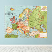 ジョージワシントンBaconによるヨーロッパの地図 キャンバスプリント (インサイチュ (ウッドフロア))