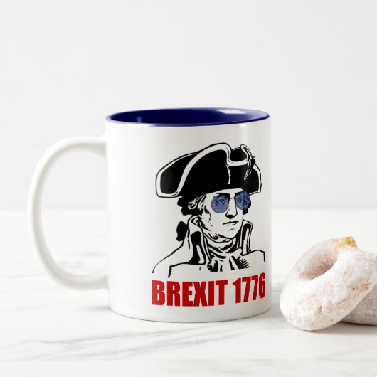 ジョージワシントンBrexit 1776 EU国旗のサングラス ツートーンマグカップ (ドーナツ)