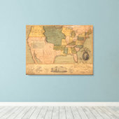 ジョージワシント統一されたンとの州の地図 キャンバスプリント (インサイチュ (ウッドフロア))