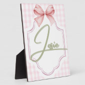 ジョージーパーソナライズされたベビーガール子供部屋ボウ&ギンガム フォトプラーク (側面)