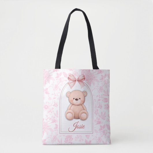 ジョージー | カスタムピンクテディベア子供部屋デザイン トートバッグ (正面)