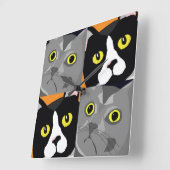 ジョージ及びルーカス猫はポップアートの柱時計を抽出します スクエア壁時計 (傾斜)