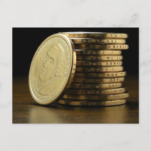 ジョージ大統領のワシントン$1コインスタック ポストカード (正面)