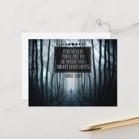 ジョージ感動的エリオット引用文「決して遅すぎない」 ポストカード (正面/裏面インサイチュ)