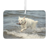 ジョージ湖に白いドイツのシェパード カーエアーフレッシュナー (裏面)