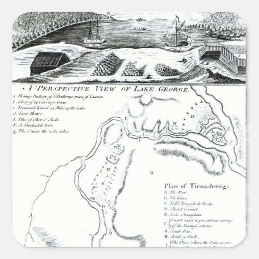 ジョージ湖の遠近感 スクエアシール (正面)