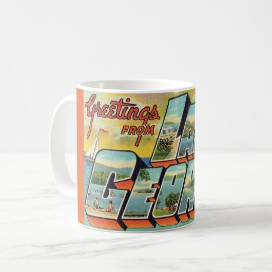 ジョージ湖よりご挨拶 コーヒーマグカップ (正面左)