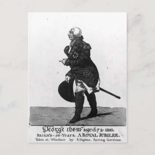 ジョージ3世、1810年、72歳 ポストカード (正面)