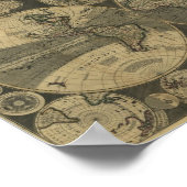 ジョージ・ウィルドイ1702世界の地図 ポスター (角)