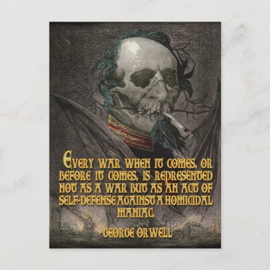 ジョージ・オーウェル引用文オン戦時プロパガンダ ポストカード (正面)