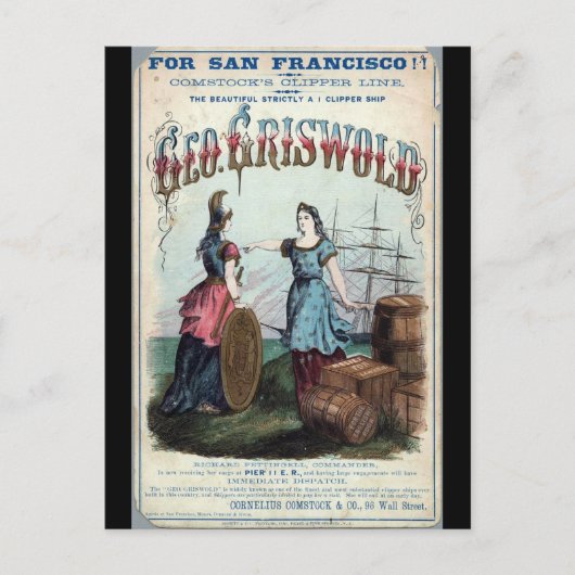 ジョージ・グリスウォルド・クリッパー帆船1863 ポストカード (正面)