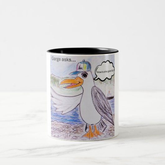 ジョージ・ザ・ガルのNL海のカモメの漫画の画像 ツートーンマグカップ (中央)