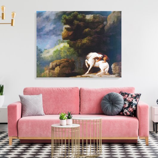 ジョージ・スタブズがライオンを馬に襲う キャンバスプリント (インサイチュ (リビング))