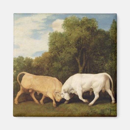 ジョージ・スタブズ | Bulls Fighting, 1786 (パネルの油) マグネット (正面)