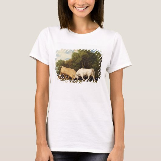 ジョージ・スタブズ | Bulls Fighting, 1786 (パネルの油) Tシャツ (正面)