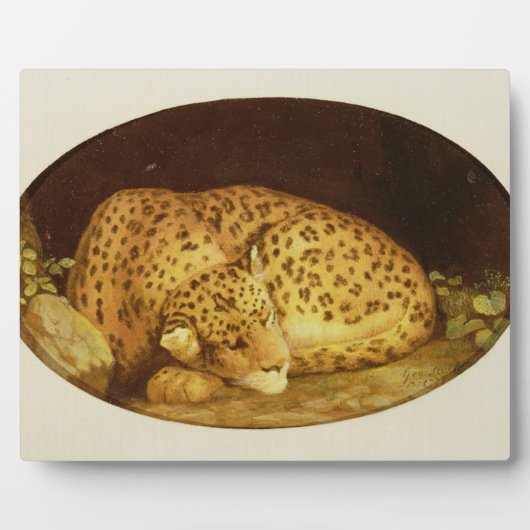 ジョージ・スタブズ | Sleeping Leopard, 1777 （エナメルオン） フォトプラーク (正面)