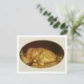 ジョージ・スタブズ | Sleeping Leopard, 1777 （エナメルオン） ポストカード (スタンド正面)