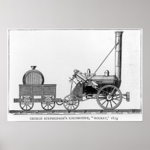 ジョージ・スティーブンソンの機関車「ロケット」, 1829 ポスター
