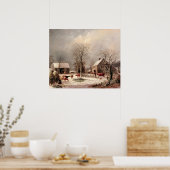 ジョージ・デュリ絵画ーによる冬の農場 ポスター (キッチン)