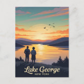 ジョージ・ニューヨーク湖のヴィンテージポスター ポストカード (正面)