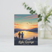 ジョージ・ニューヨーク湖のヴィンテージポスター ポストカード (スタンド正面)