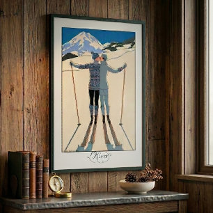 ジョージ・バルビエによるアール・デコ調の恋人たちの雪景色 ポスター