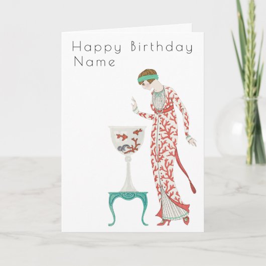 ジョージ・バルビエ ウルンを持つ女性 アールデコ バースデー カード (正面)
