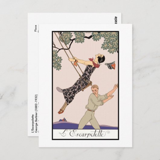 ジョージ・バルビエ ヴィンテージ デコ ファッション L'エスカポレット ポストカード (正面/裏面)