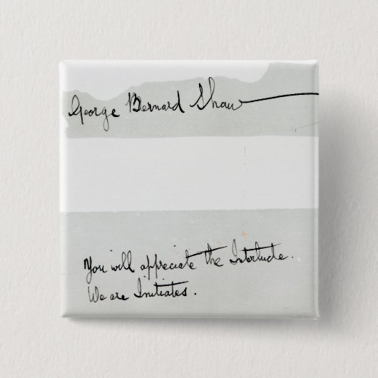 ジョージ・バーナード・ショーの署名 缶バッジ (正面)
