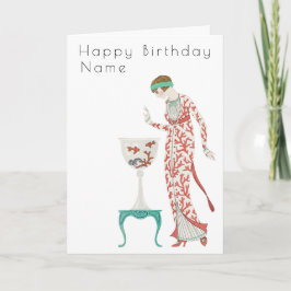 ジョージ・バービアウーマンとURNアールデコ誕生日 カード