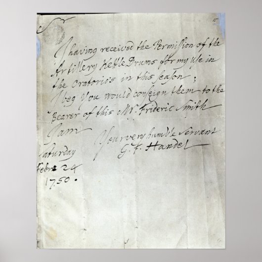 ジョージ・フレデリック・ハンデルからの手紙 ポスター (正面)