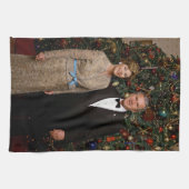 ジョージ・ブッシュ大統領、ローラ・クリスマスホワイトハウス キッチンタオル (横)
